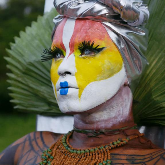 A woman with indigenous face painting